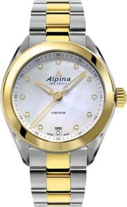 ALPINA Comtesse Mother-of-Pearl & Diamond Bracelet Watch, 34mm