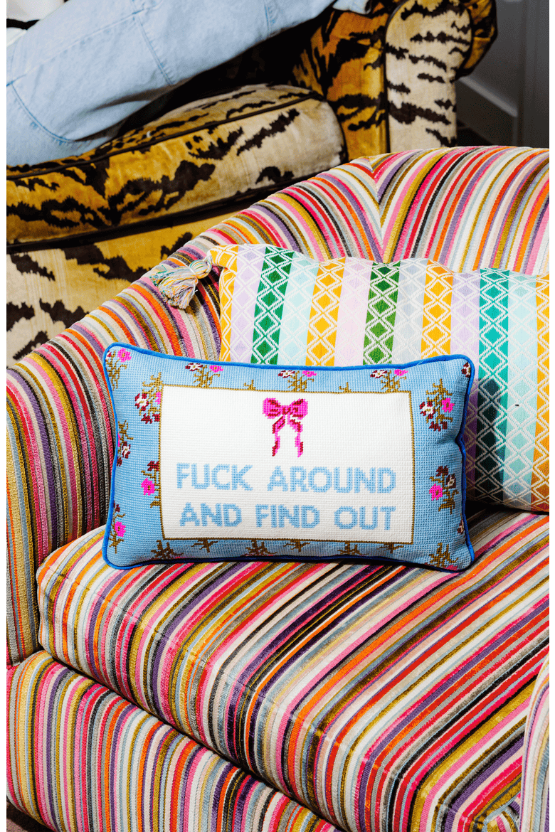 FAFO Needlepoint Pillow, Alternate, color, Fuck Around