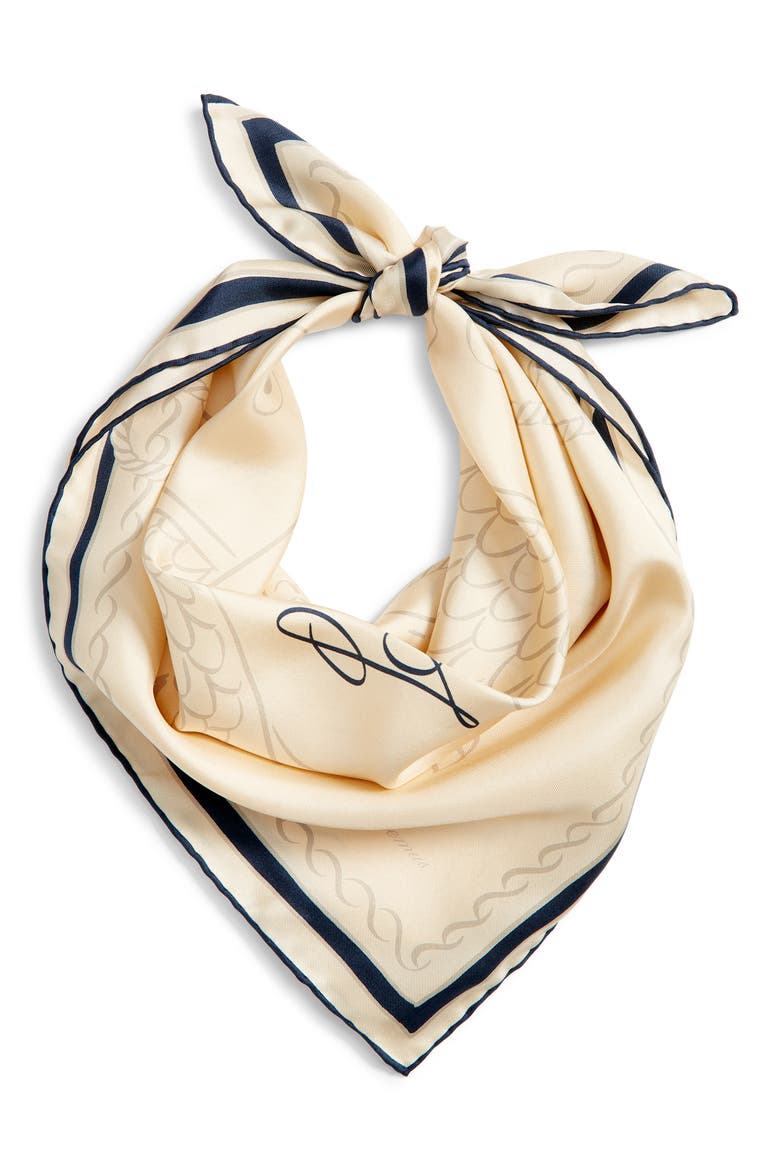Le Foulard Fish Print Silk Scarf, Alternate, color, PRINT FISH IVORY 1OL