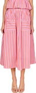 English Factory Stripe Cotton Midi Skirt