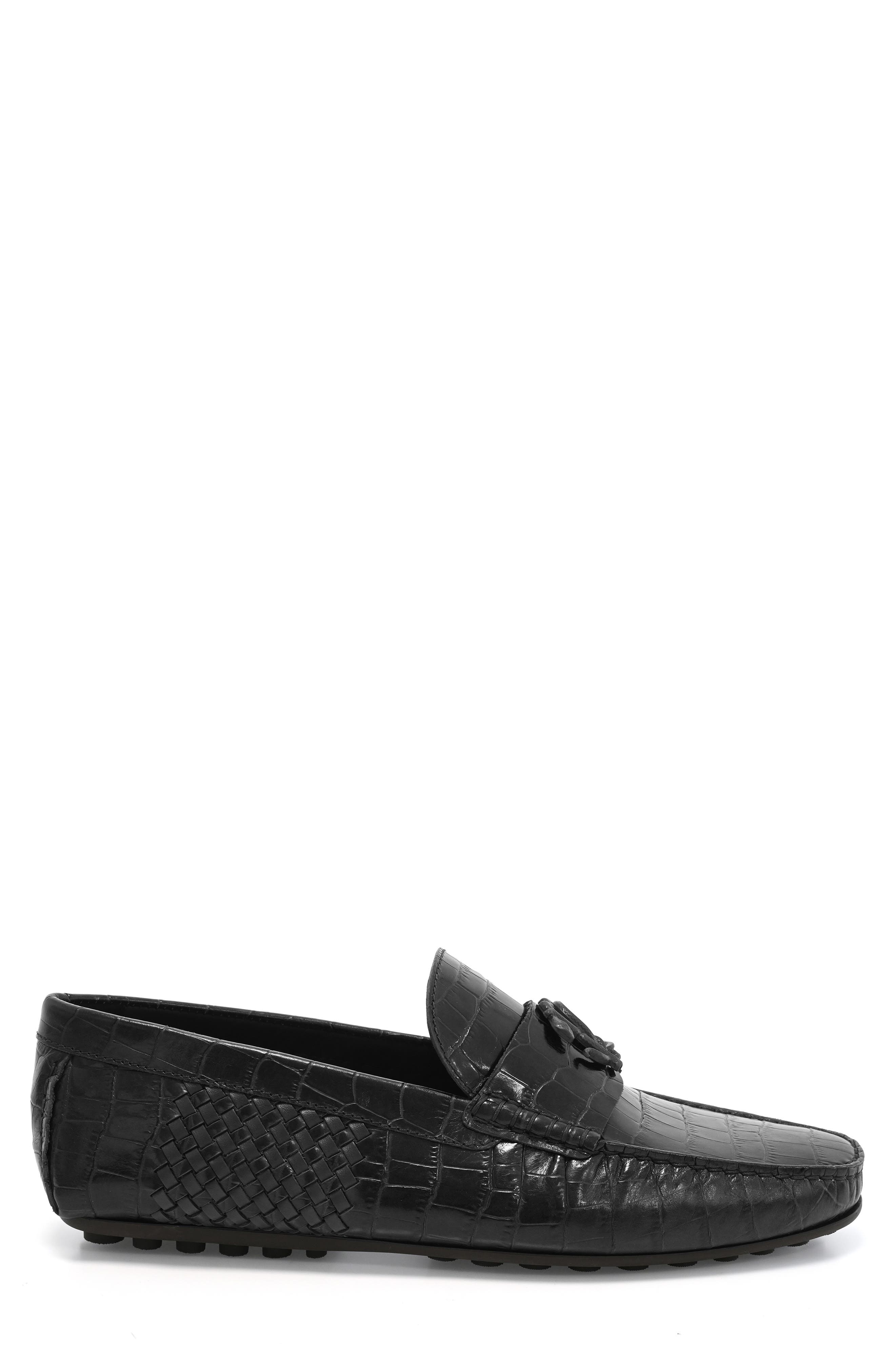 Roberto Cavalli Cocco Woven Croc Embossed Driving Loafer, Alternate, color, 