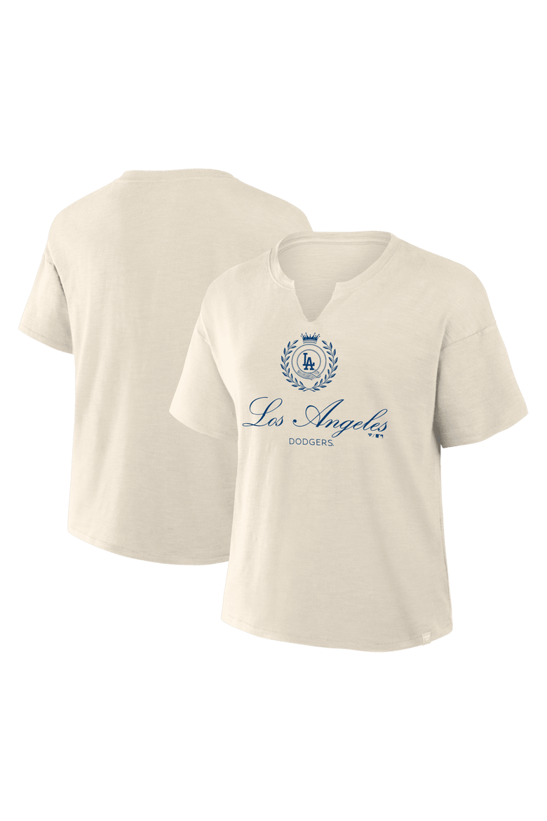Women's Fanatics  Cream Los Angeles Dodgers Legacy Stadium Slub Notch Neck T-Shirt, Main, color, Cream
