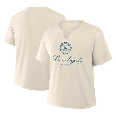Women's Fanatics  Cream Los Angeles Dodgers Legacy Stadium Slub Notch Neck T-Shirt