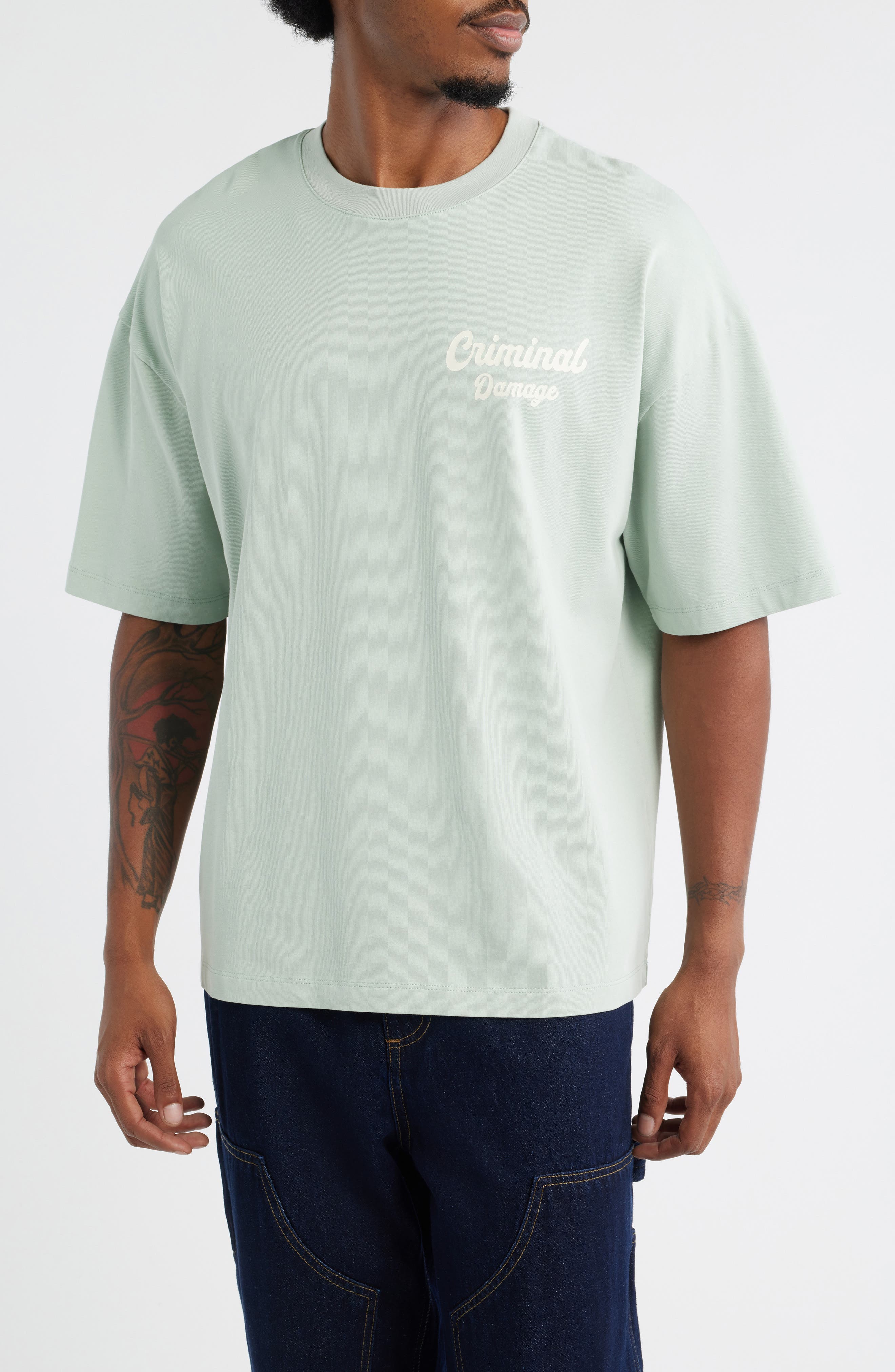 CRIMINAL DAMAGE Bennett Oversize Logo Graphic T-Shirt