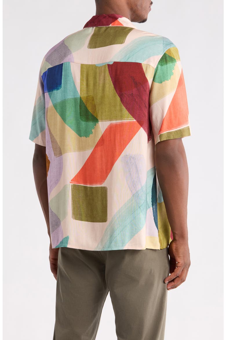 Didcot Painted Shapes Camp Shirt, Alternate, color, GREEN MULTI