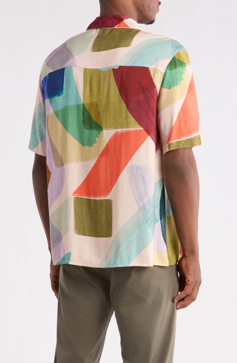 Wax London Didcot Painted Shapes Camp Shirt, Alternate, color, Green Multi