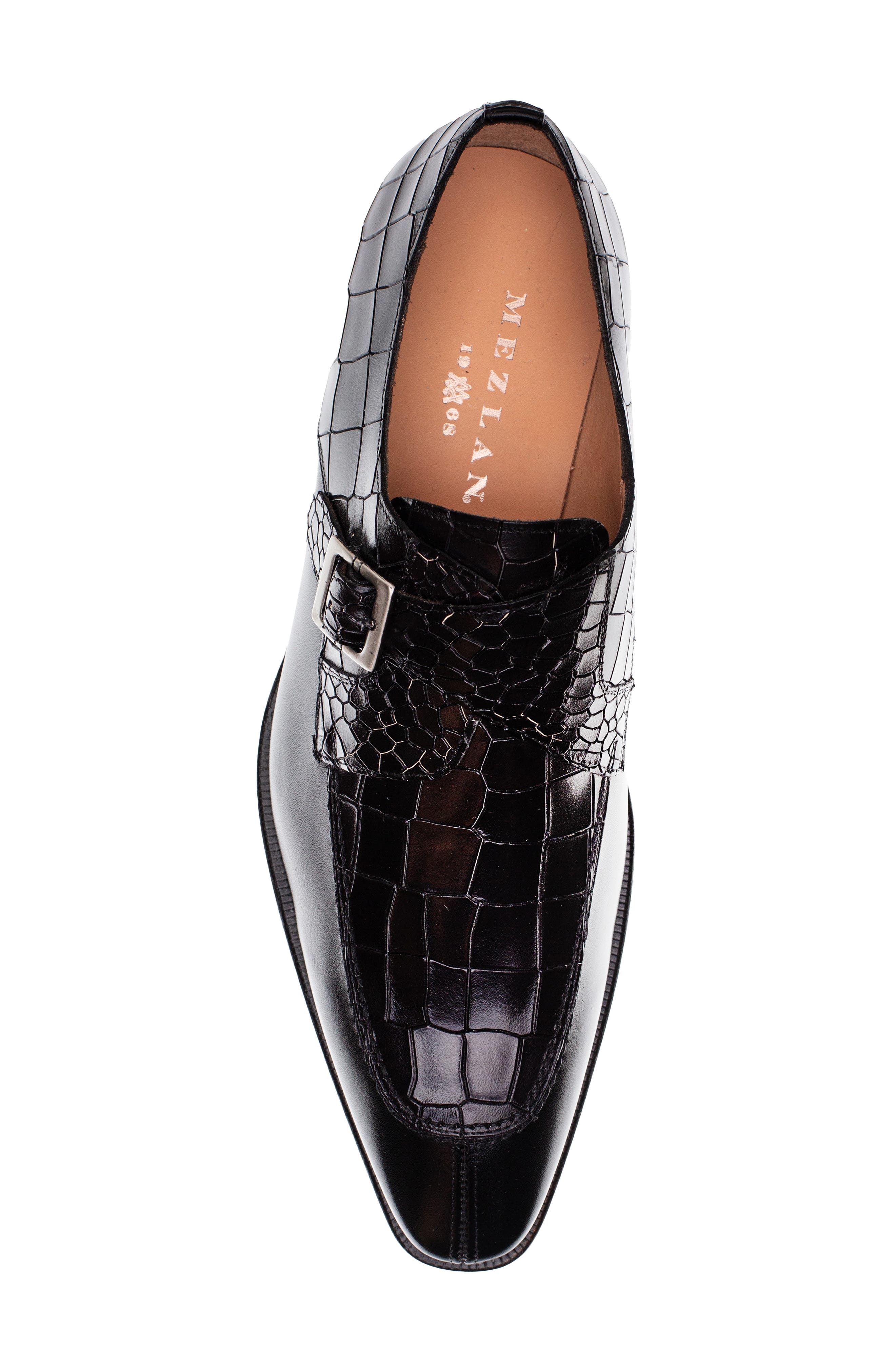Leather Monk Strap Shoe, Alternate, color, BLACK