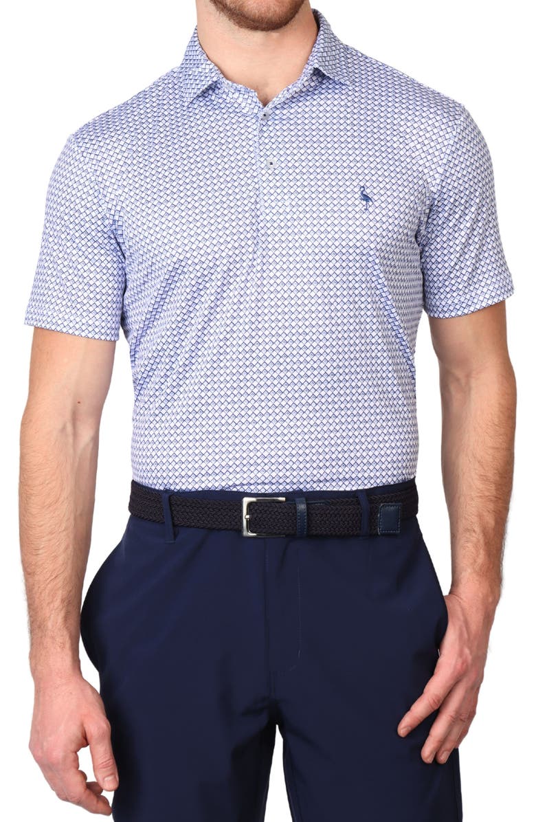 TailorByrd Diamond Print Performance Polo, Alternate, color, Blue