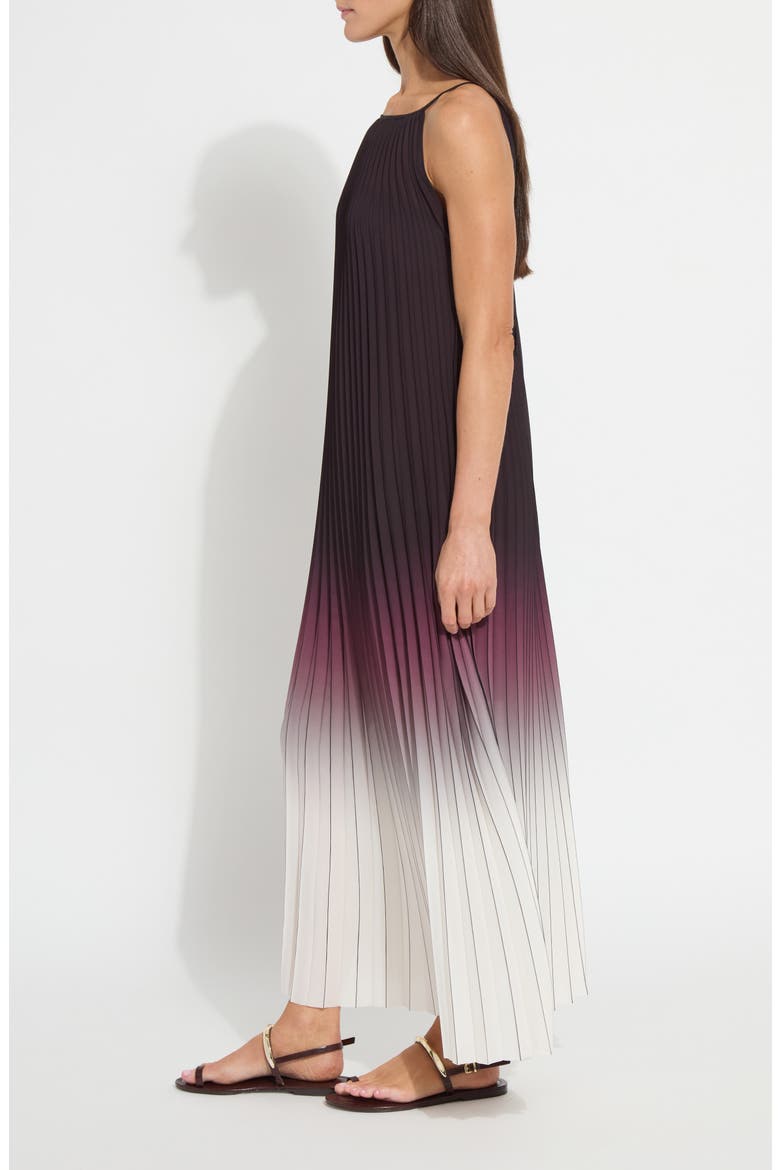 Lorena Pleated Chiffon Dress, Alternate, color, RED SANGRIA