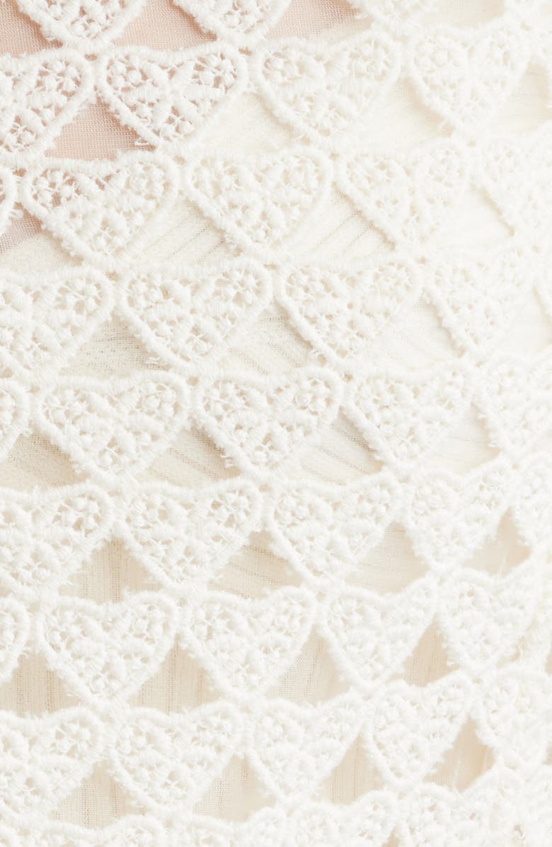 LoveShackFancy Alaya Cutout Crop Cardigan, Alternate, color, Optic Off White