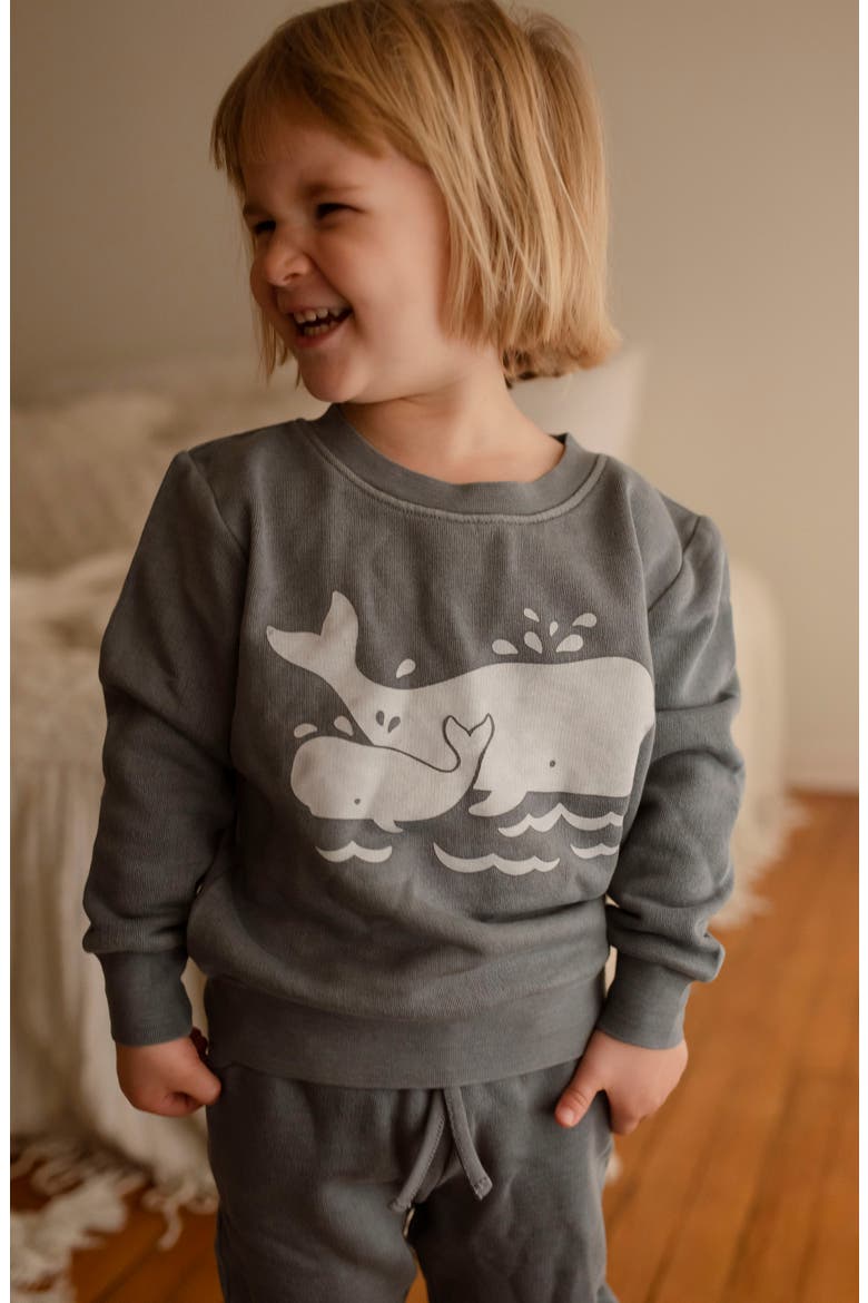 Organic Cotton Fleece Graphic Sweatshirt & Joggers Set, Alternate, color, MOONSTONE WHALE