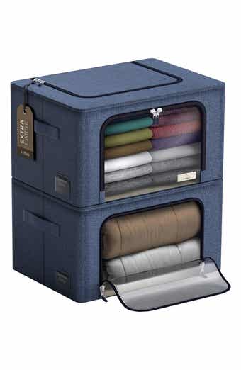 SORBUS Foldable Storage Box Organizer - Blue - Large - Set of 2