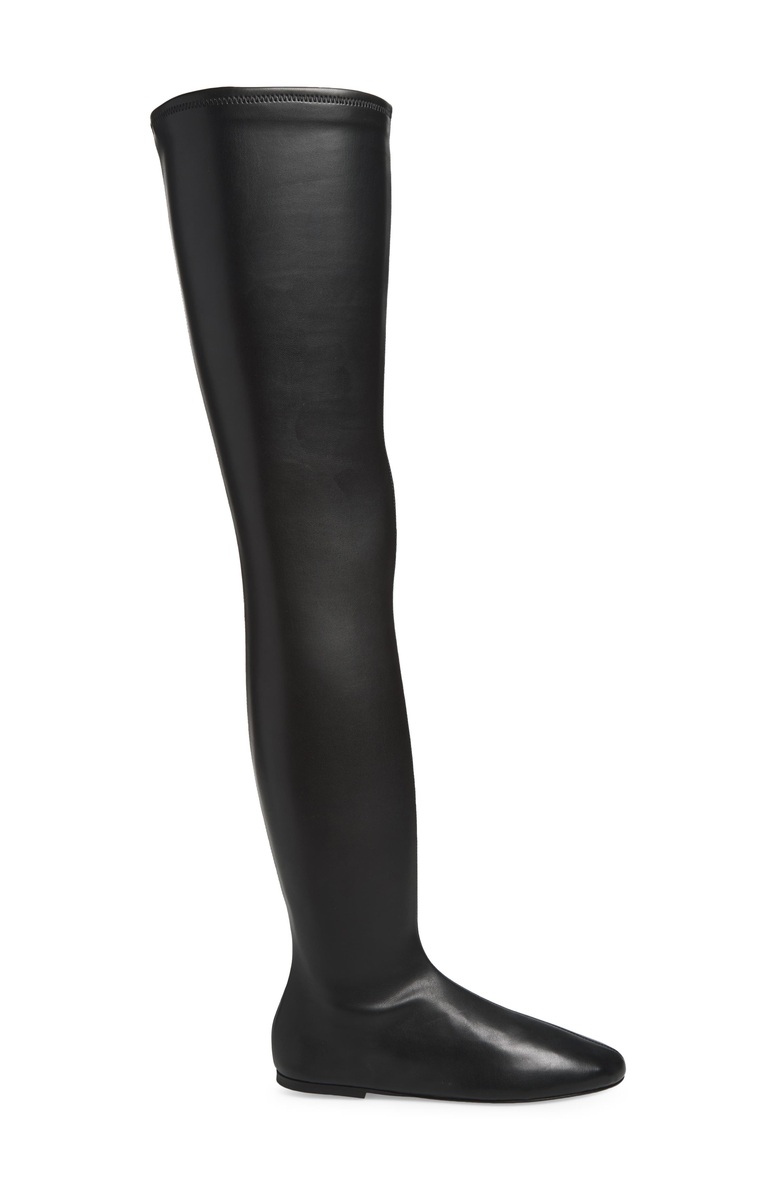 Flat Stretch Over the Knee Boot, Alternate, color, BLACK