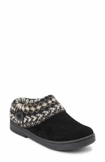 Knit Trim Suede Clog