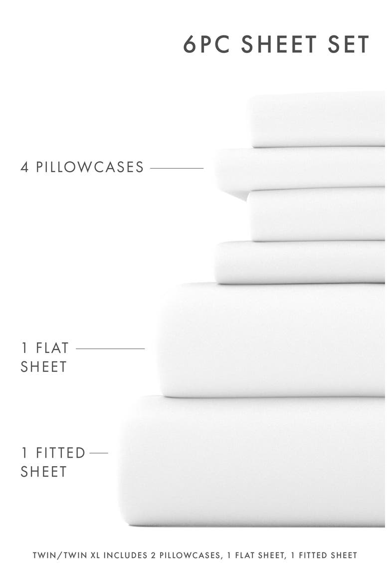 Premium Ultra Soft 6 Piece Microfiber Solid Sheet Set, Alternate, color, WHITE