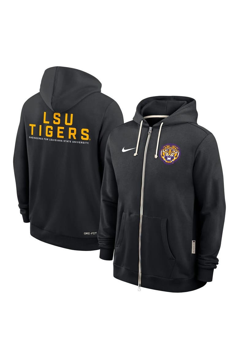 Men's Nike Black LSU Tigers 2025 Sideline Standard Issue Dri-FIT Full-Zip Hoodie, Alternate, color, Black
