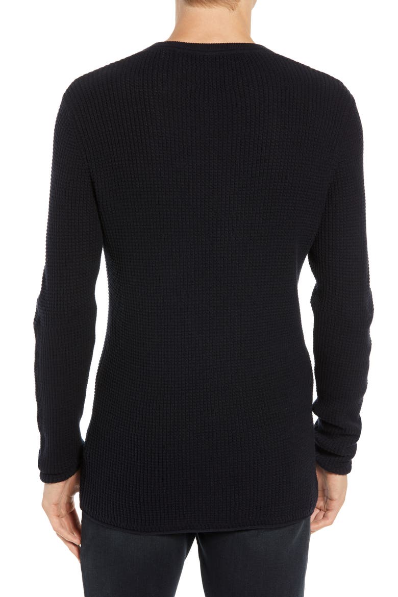Regular Fit Waffle Crewneck Pullover, Alternate, color, MIDNIGHT