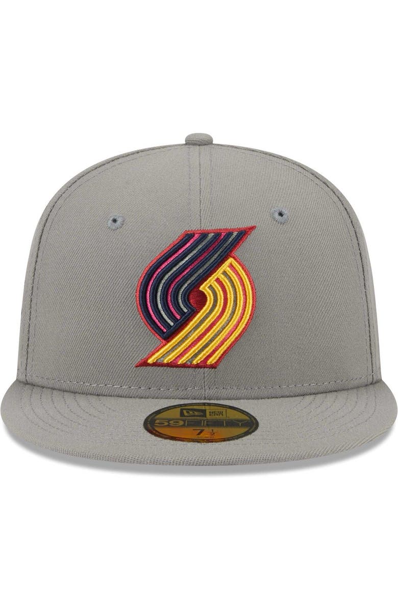 New Era Men's New Era Gray Portland Trail Blazers Color Pack 59FIFTY Fitted Hat, Alternate, color,