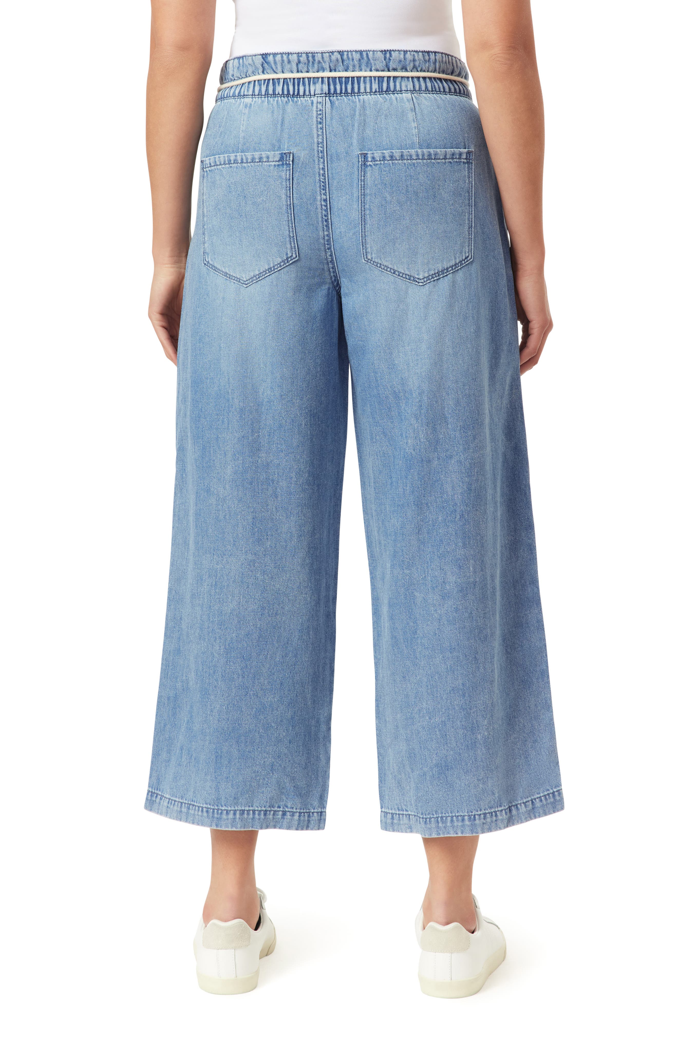 Pleat Front Crop Wide Leg Drawstring Jeans - image 2