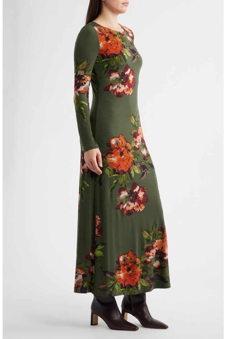 Placed Floral Long Sleeve Dress, Alternate, color, GREEN MULTI