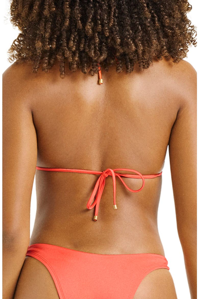 Gia Triangle Bikini Top, Alternate, color, CORAL
