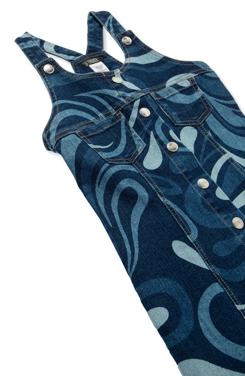 Truce Kids' Print Racerback Denim Dress In Blue