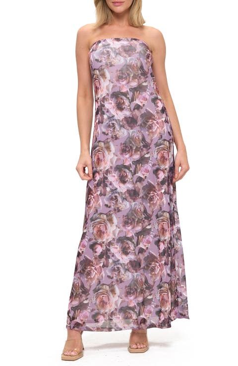 Printed Strapless Maxi Dress