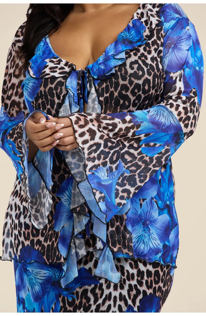 FASHION-SZN CURVE Leopard Print Floral Maxi Dress, Alternate, color, 