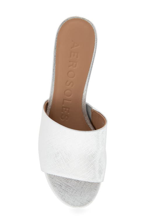 Shop Aerosoles Como Slide Sandal In Silver Metallic Faux Leather
