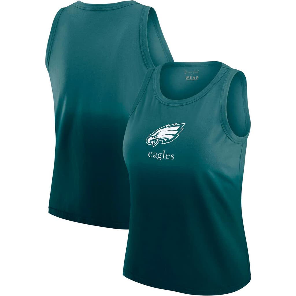 Wear By Erin Andrews X Gracie Hunt Green Philadelphia Eagles Ombre Tank Top In Green