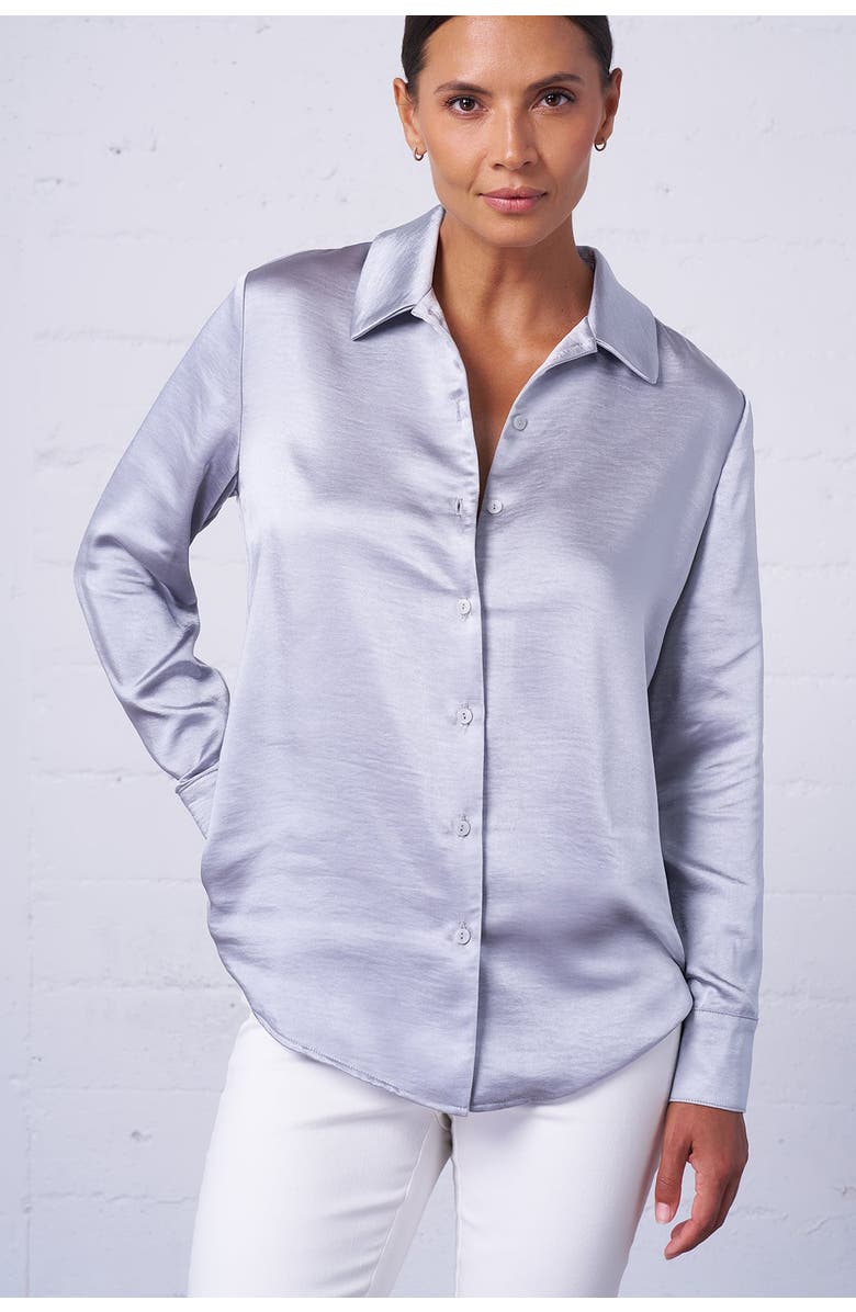 Franne Golde Textured Satin Shirt, Alternate, color,
