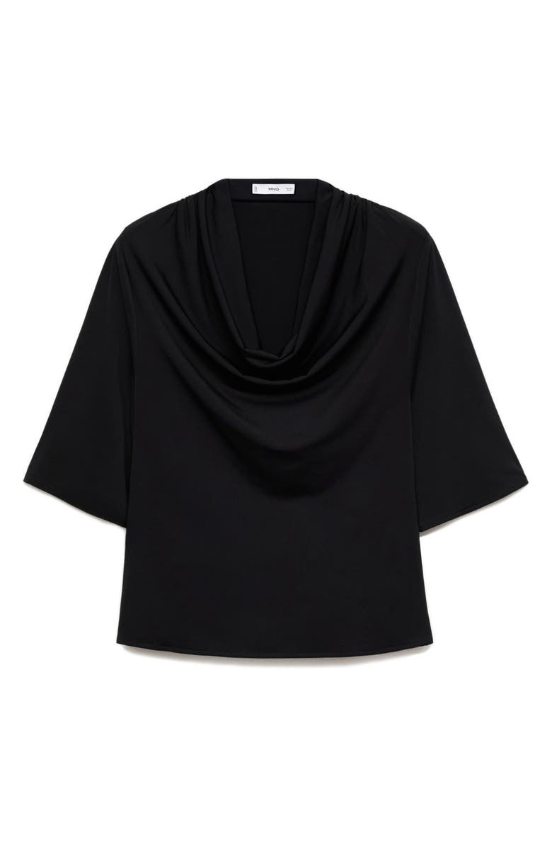 MANGO Drape Neck Top, Alternate, color, Black