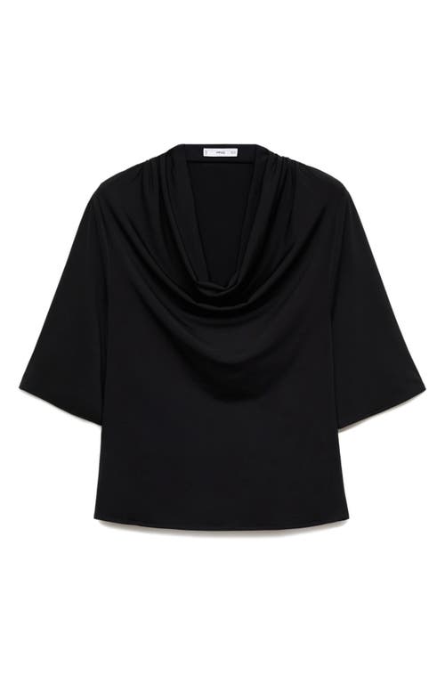 Mango Drape Neck Top In Black