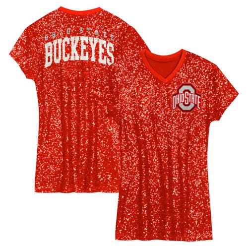 Outerstuff Babies'  Preschool  Scarlet Ohio State Buckeyes Sequin V-neck Dress In Red