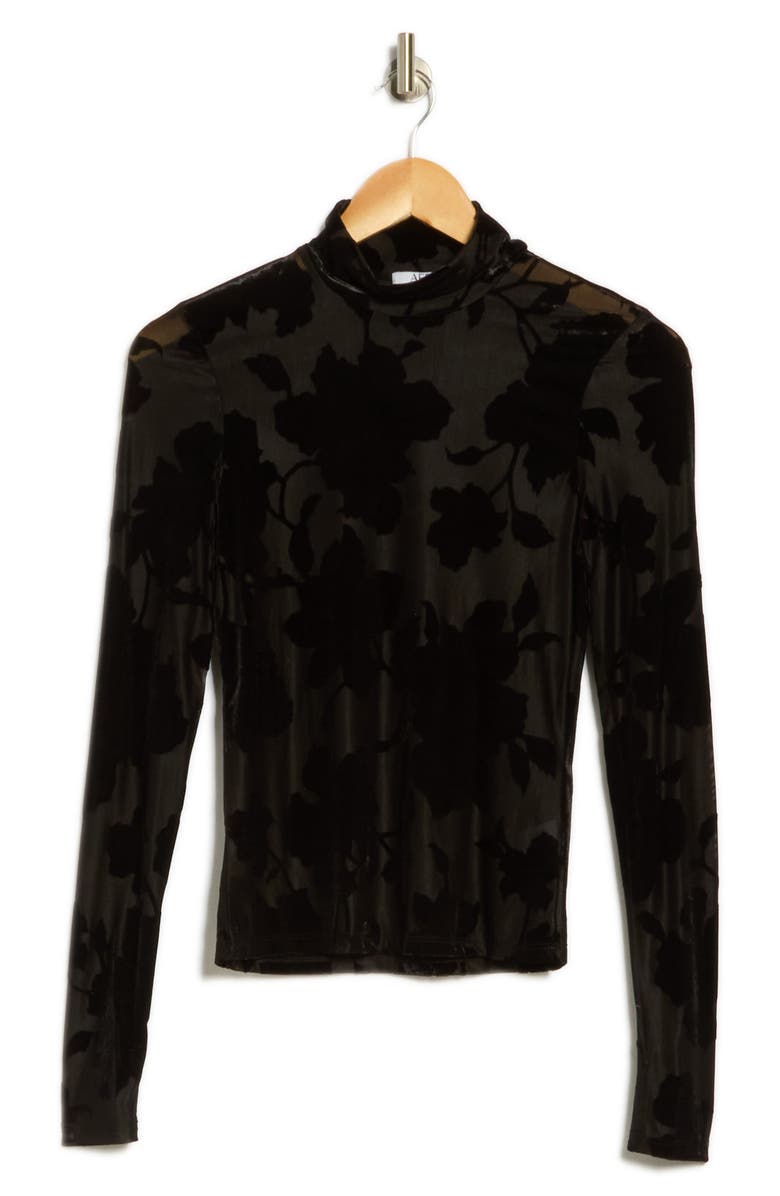 AFRM LOS ANGELES Zoe Mock Neck Burnout Top, Alternate, color, Noir Shadow Florals