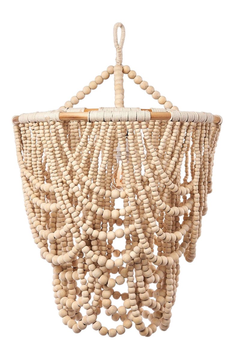 The Artisan & Company Natural Wood Beaded 30 in. Chandelier, Alternate, color, Natural