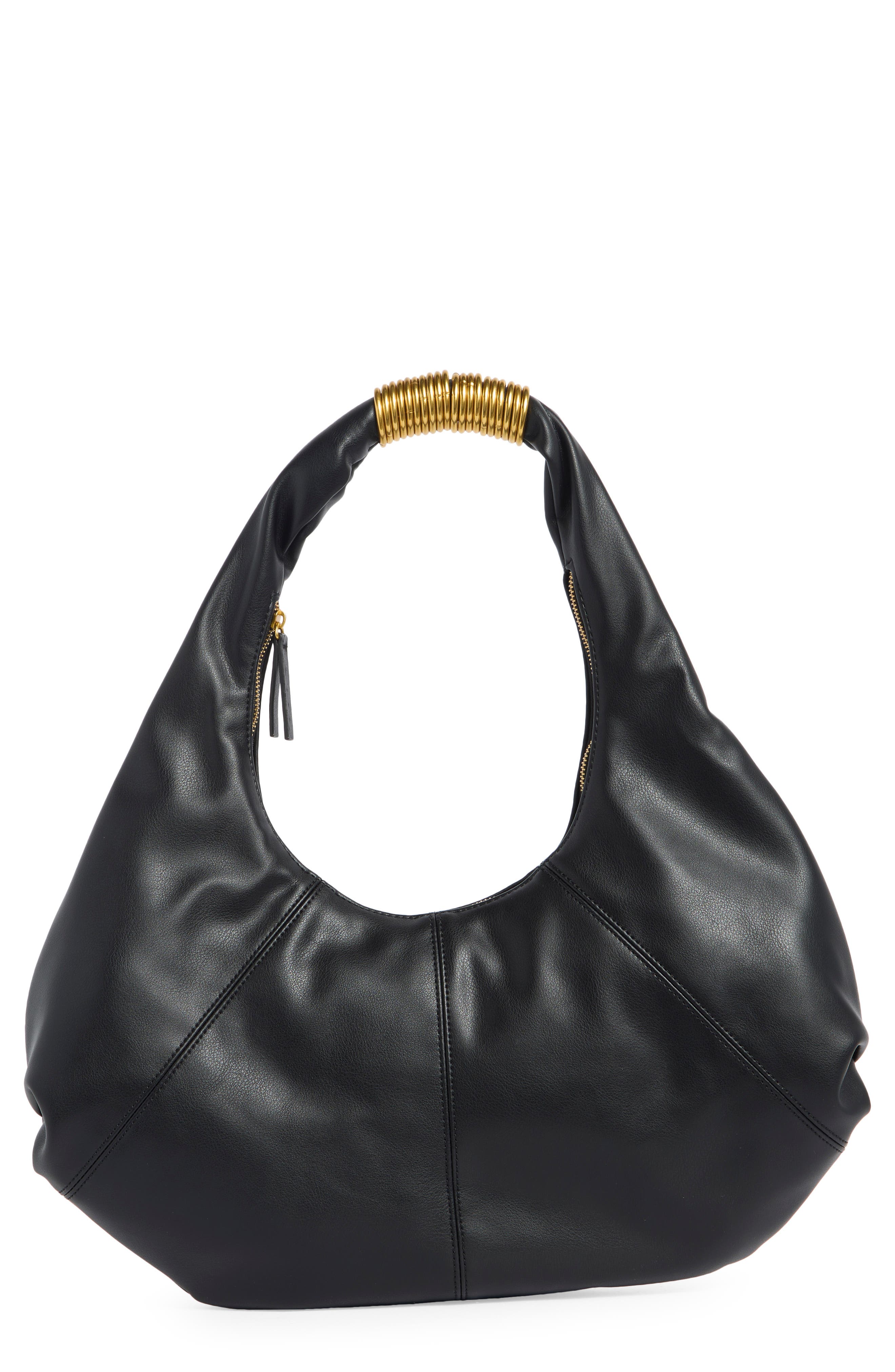 Collection XIIX Ring Detail Slouchy Hobo Bag, Main, color, Black