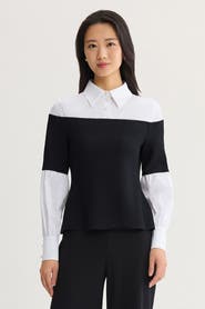 Ming Wang x Anna Marie Bedazzled Mixed Media Top