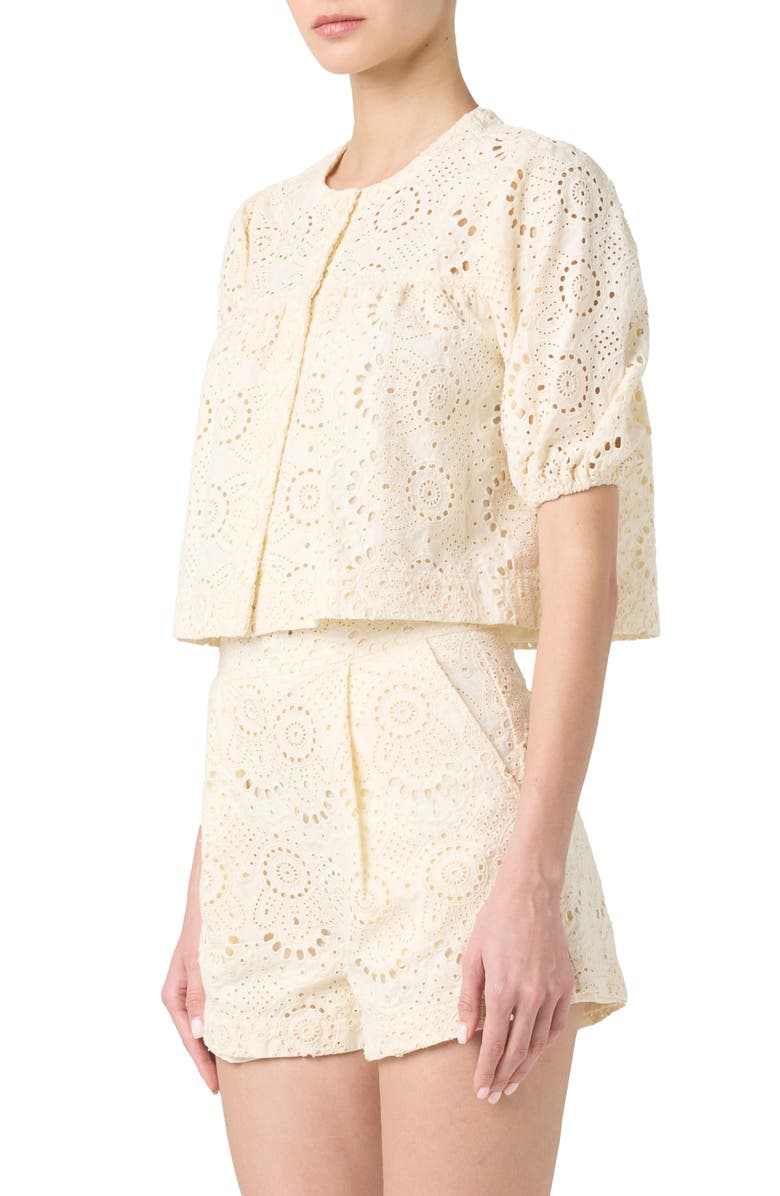 BLANKNYC Embroidered Eyelet Cropped Cotton Top, Alternate, color, Roaming Free