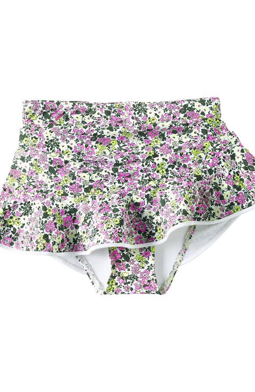 Lands' End Plus Size Pique Ruffle Hem Mini Swim Skirt In White Multi Ditsy Floral