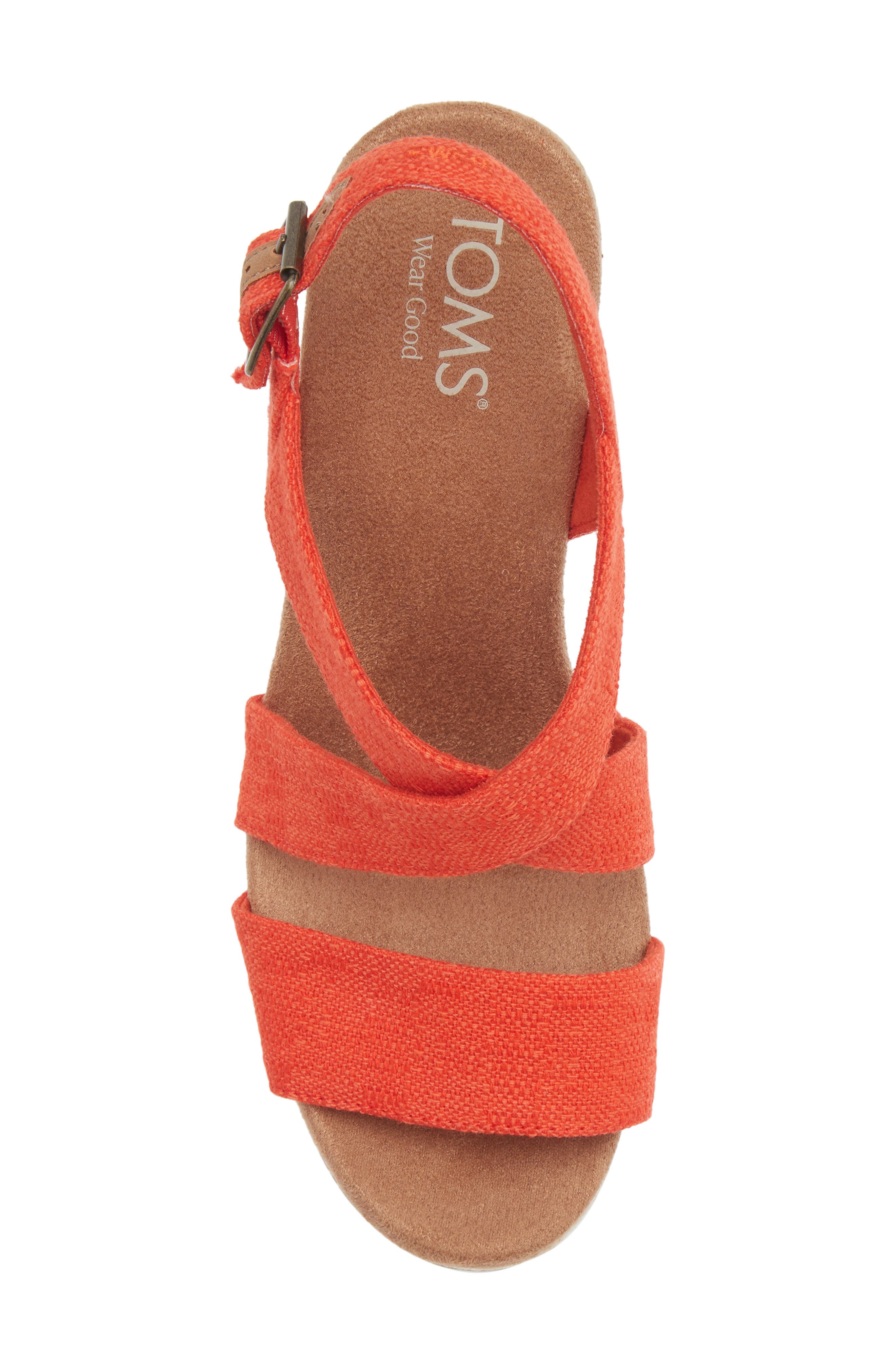 TOMS Alondra Wedge Sandal, Alternate, color, Red