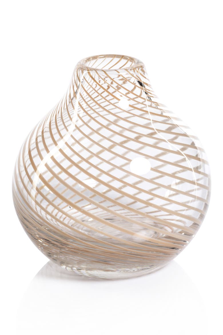 Chantilly Swirl Glass Bud Vase, Main, color, CLEAR/ BEIGE