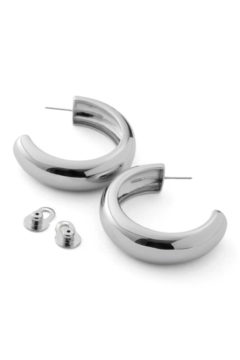 Large Gia Hoop Earrings, Alternate, color, HIGH POLISH SILVER
