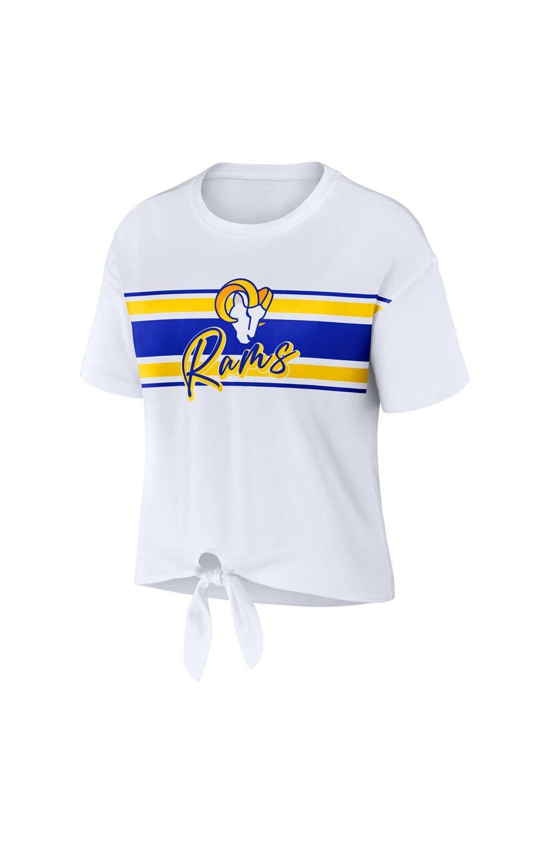 WEAR by Erin Andrews Women's WEAR by Erin Andrews White Los Angeles Rams Front Tie Retro T-Shirt, Alternate, color, 