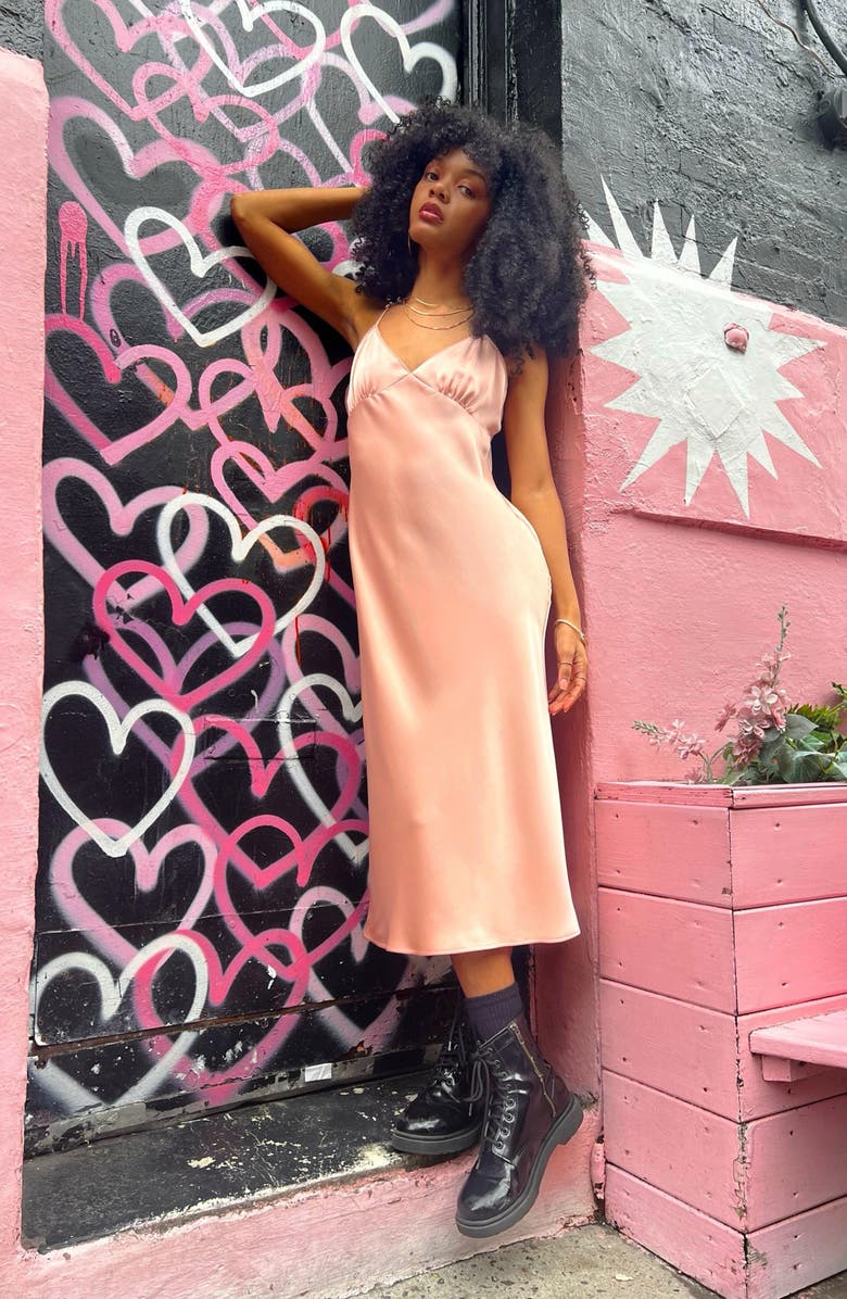 BP. Satin Midi Slipdress, Alternate, color,