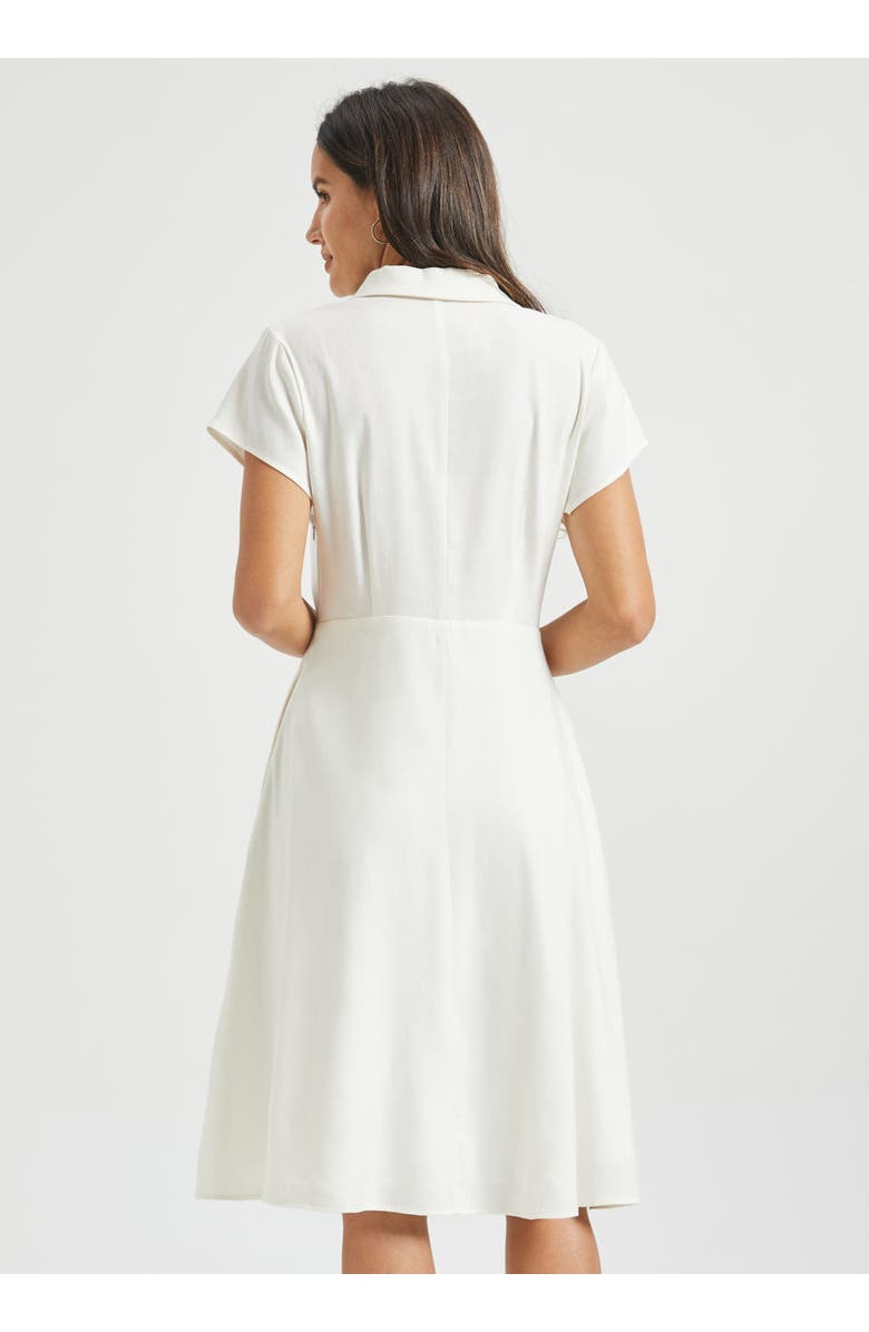 Betabrand AirWeave Fit & Flare Shirt Dress Stretch Linen, Alternate, color, Star White