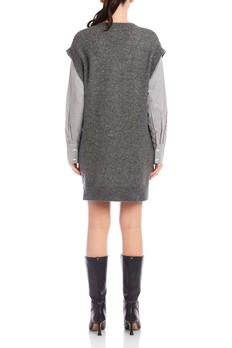 Sally Long Sleeve Mixed Media Dress, Alternate, color, DARK HEATHER GREY