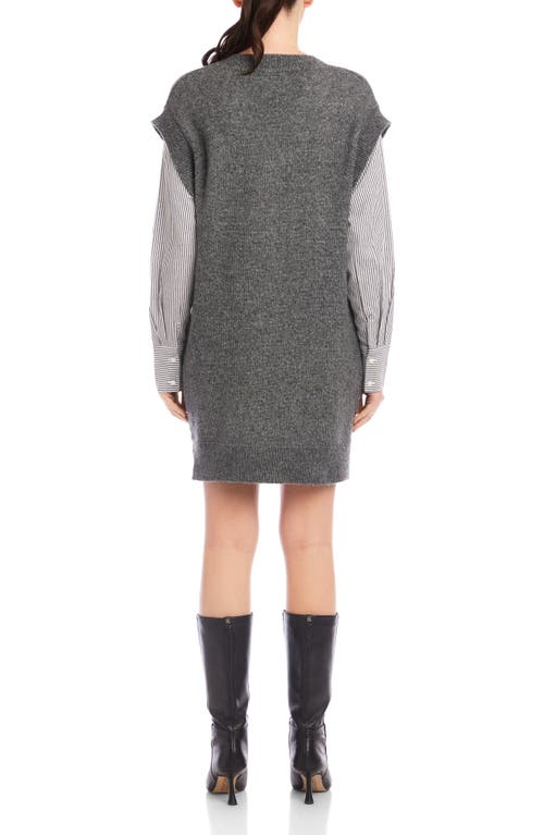 Fifteen Twenty Sally Long Sleeve Mixed Media Dress In Gray