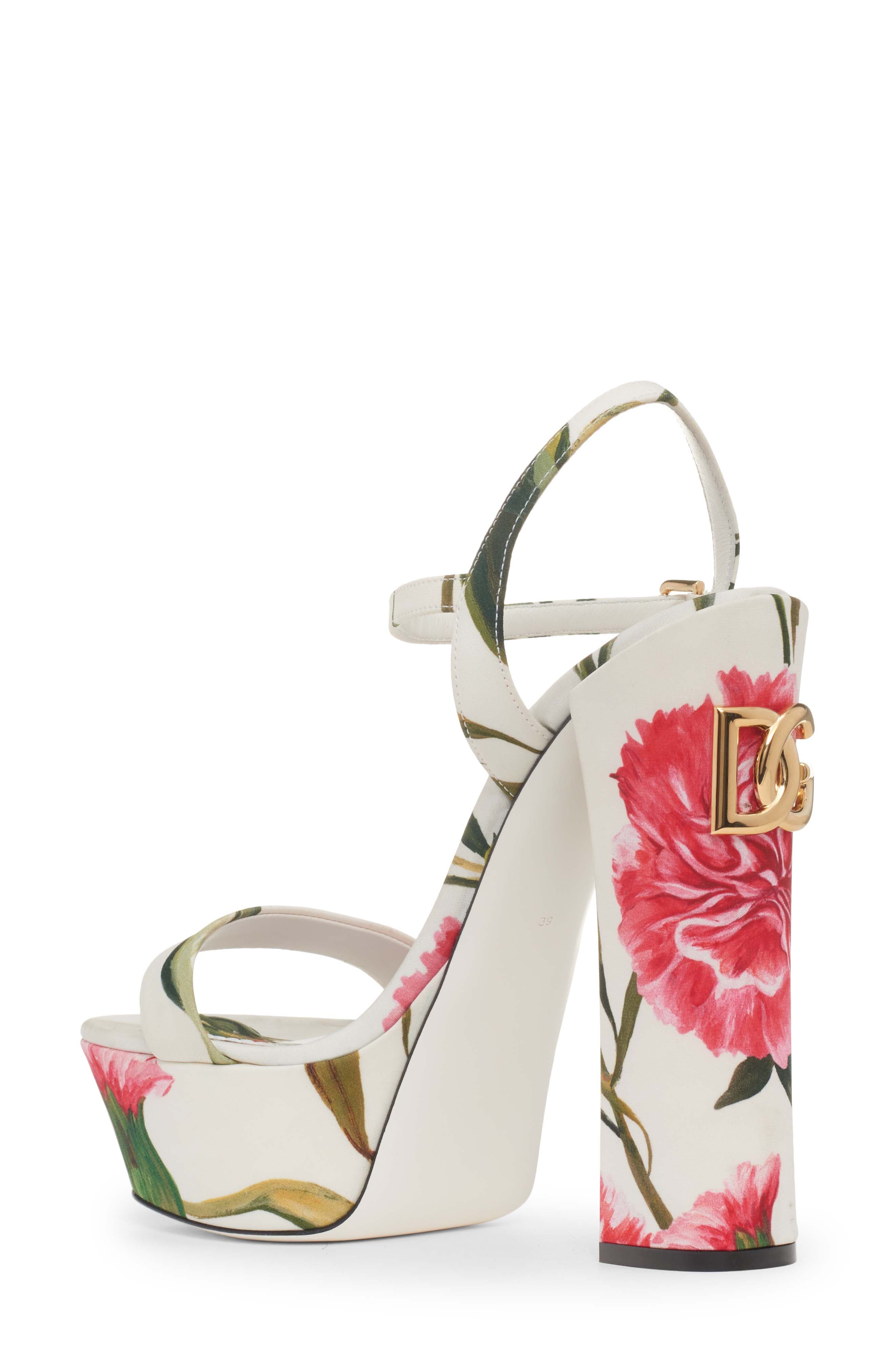 Dolce&Gabbana Keira Floral Block Heel Platform Sandal, Alternate, color, Garofani New F.bco