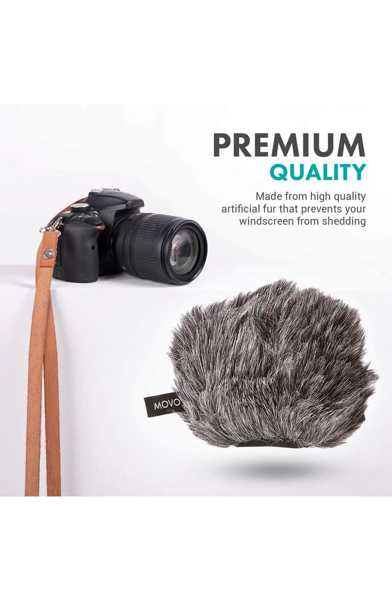 MOVO WS-G9 Furry Outdoor Microphone Windscreen Muff for Portable Digital Recorders up to 3 X 1.5", Alternate, color, Black